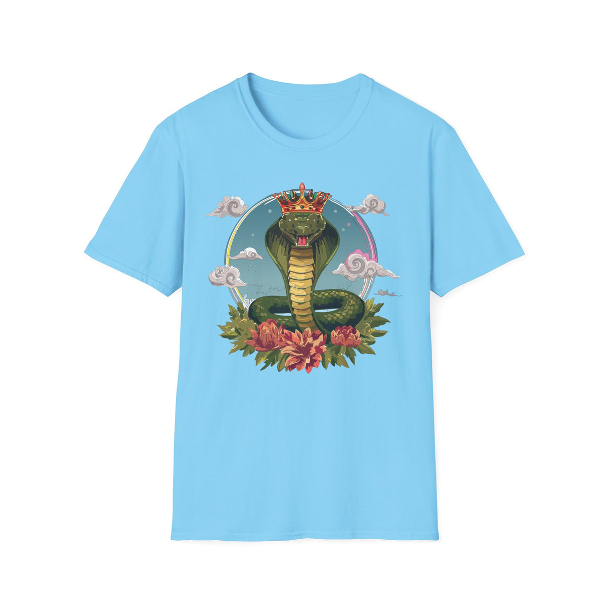 Crowned King Cobra T-Shirt | Snake Illustration, Regal Reptile Art