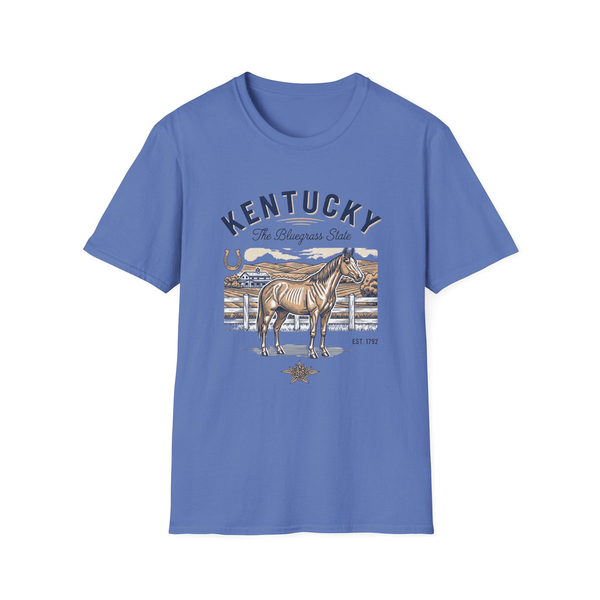 Kentucky Horse Ranch T‑Shirt — The Bluegrass State Travel Tourist Graphic Design Unisex 100 Cotton Gildan T-Shirt