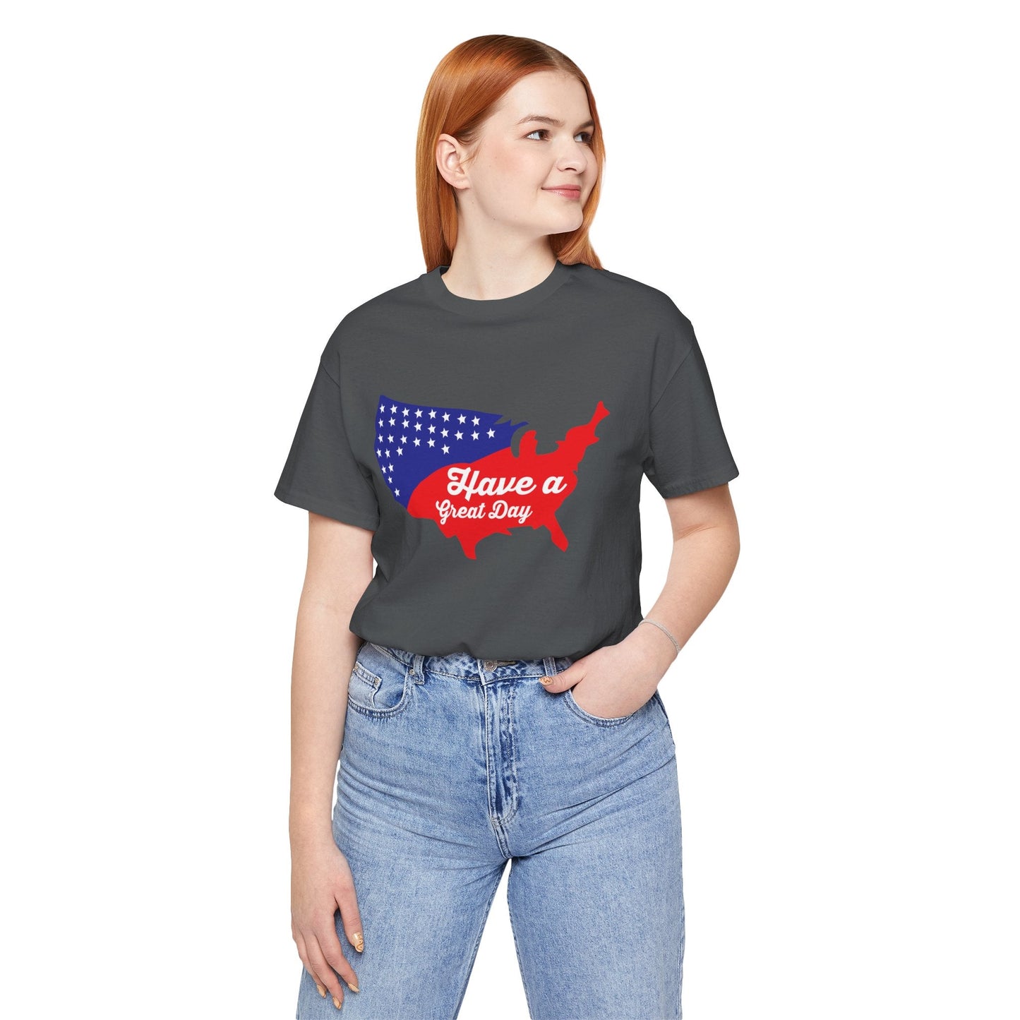 USA Map Patriotic Graphic Unisex Cotton T-Shirt 021