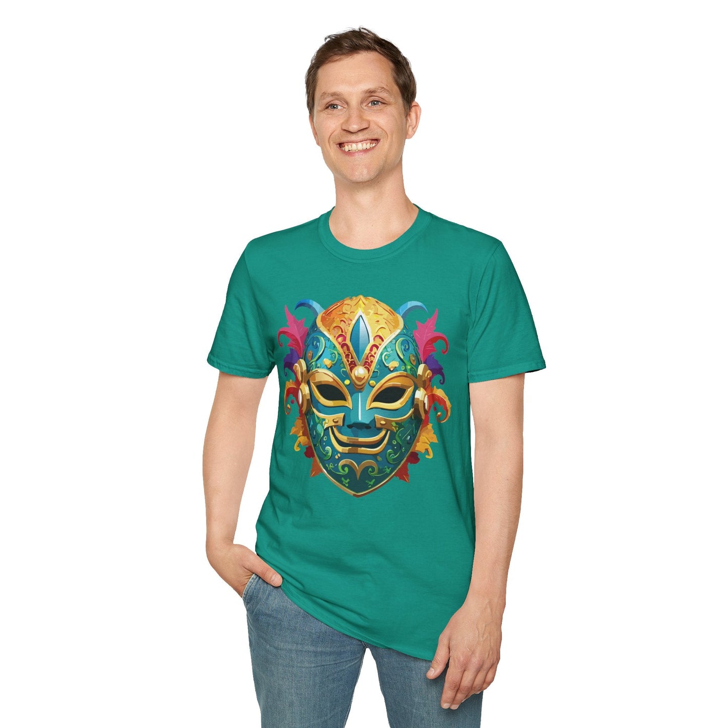 Mask Tee Shirt Unisex Softstyle Gildan 64000 100 Percent Ring Spun Cotton Comfortable Masquerade Tee