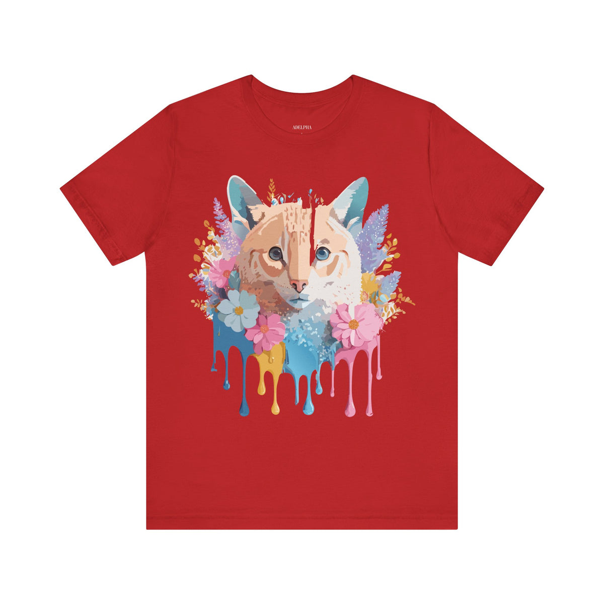 Cat Graphic Unisex Cotton Bella+Canvas Tee with Art Animal Design e104