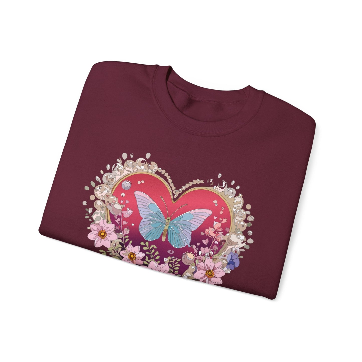Floral Heart Sweatshirt For Valentines Day Unisex Floral Love Crewneck Sweatshirt