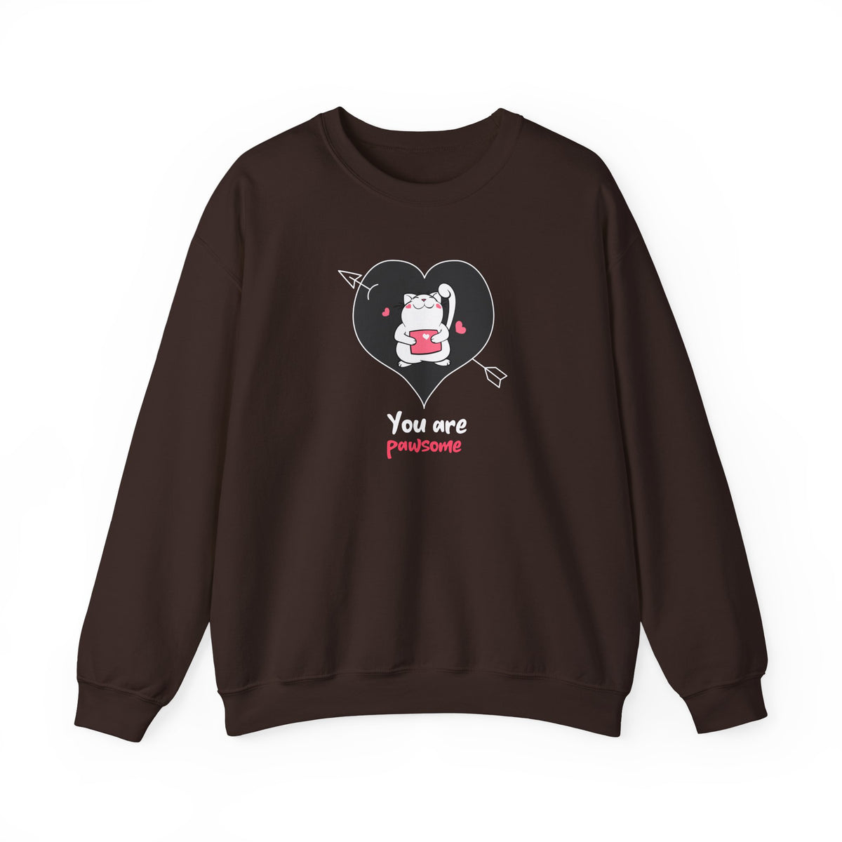Cat Graphic Valentine's Day Sweatshirt Unisex 50/50 Cotton-Poly Animal Sweatshirt w10