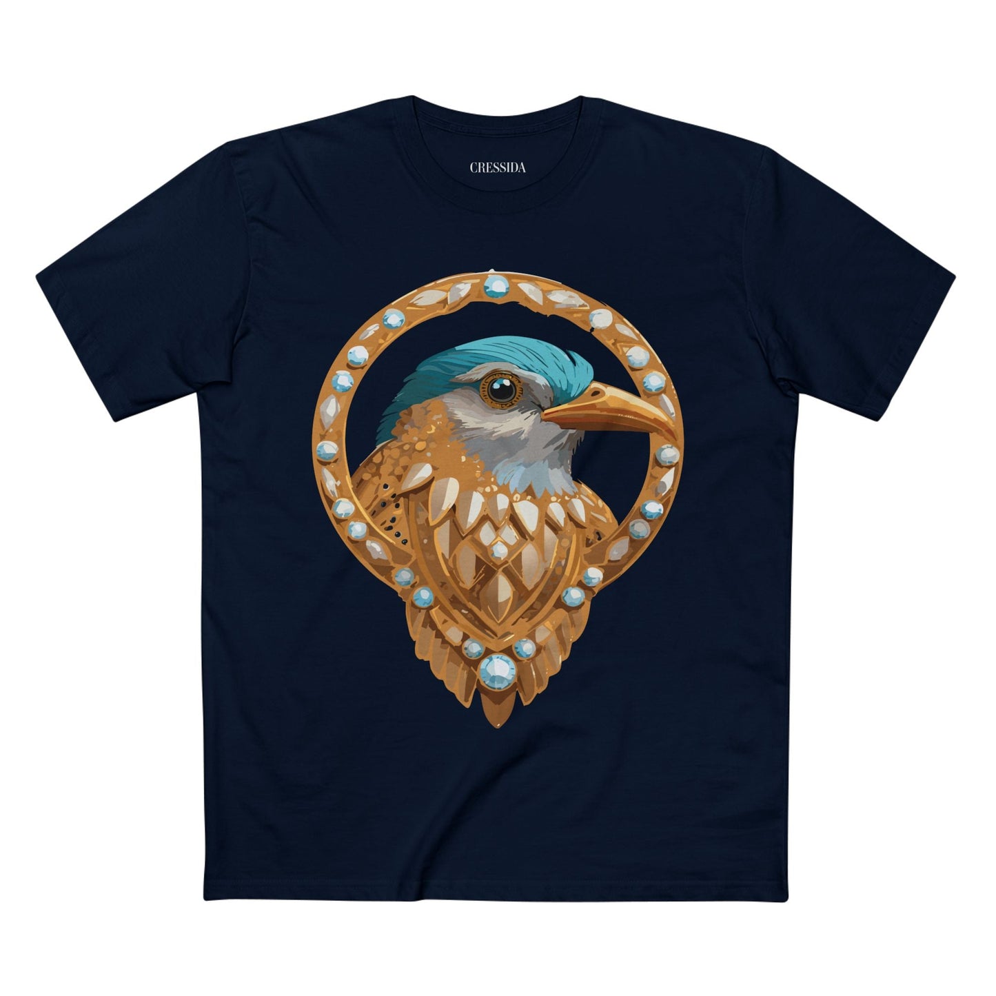 Bird Graphic Unisex 100 Cotton Tee With Unique Animal Golden Medallion Art Design 24