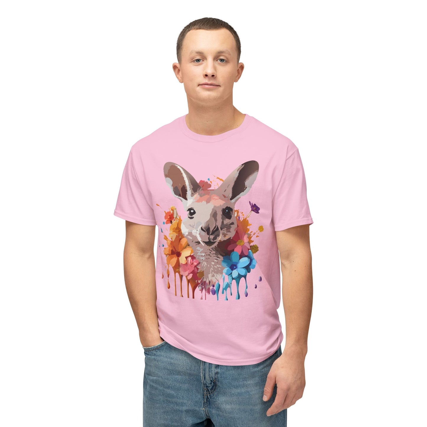 Unisex Kangaroo T Shirt HD Cotton Full Color Art Print Tee Made In USA 100 Percent Pre Shrunk