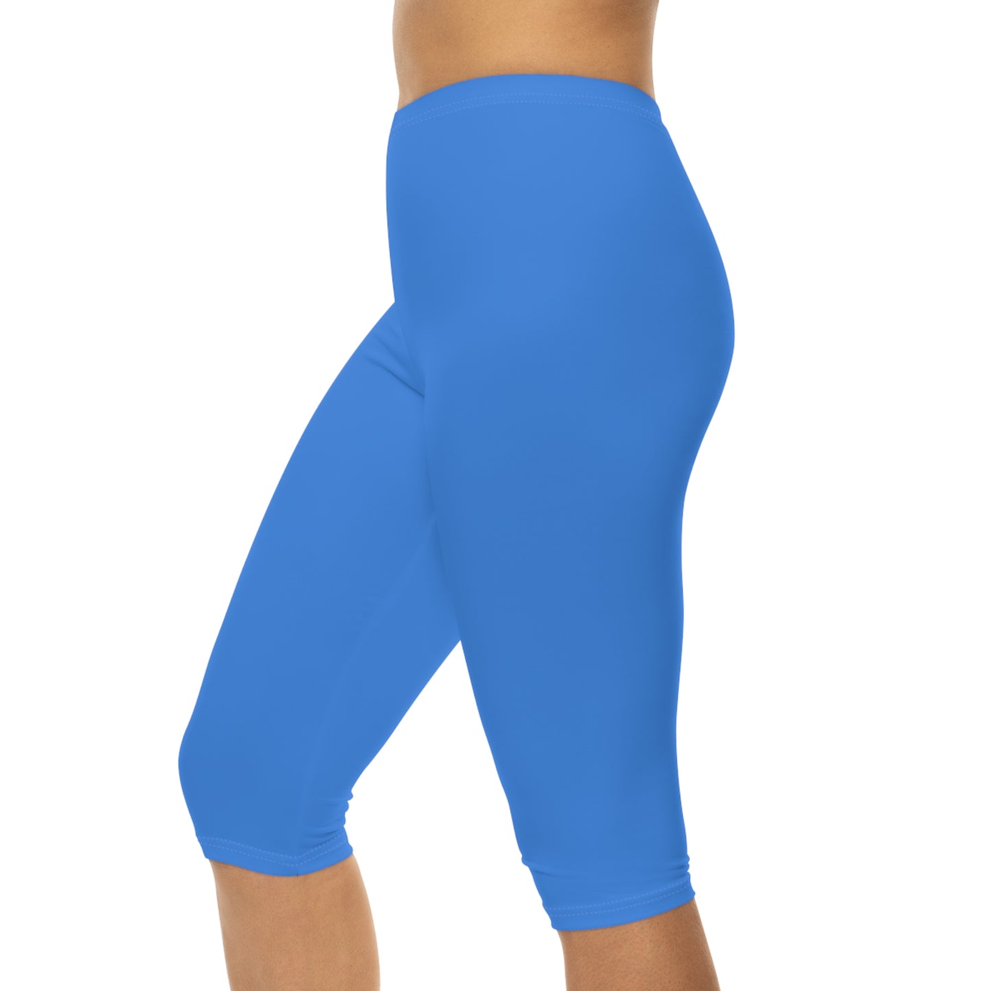 Blue Energy Color Women's Brushed Suede Poly Span Casual Capri Leggings XS-2XL
