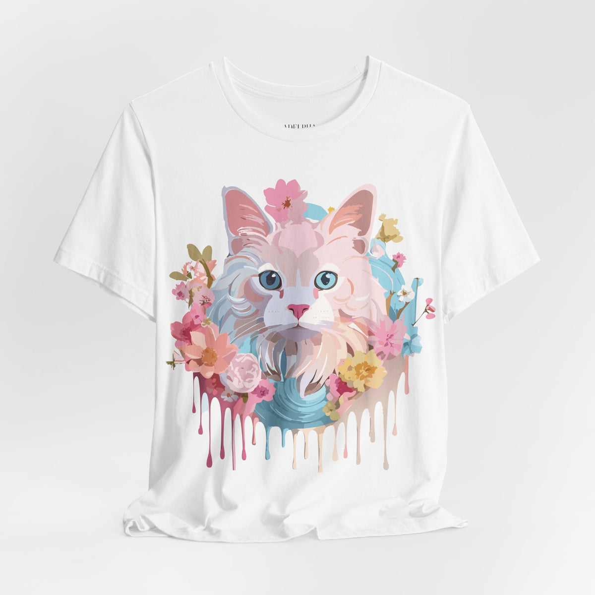 Cat Graphic Unisex Cotton Bella+Canvas Tee with Art Animal Design e206