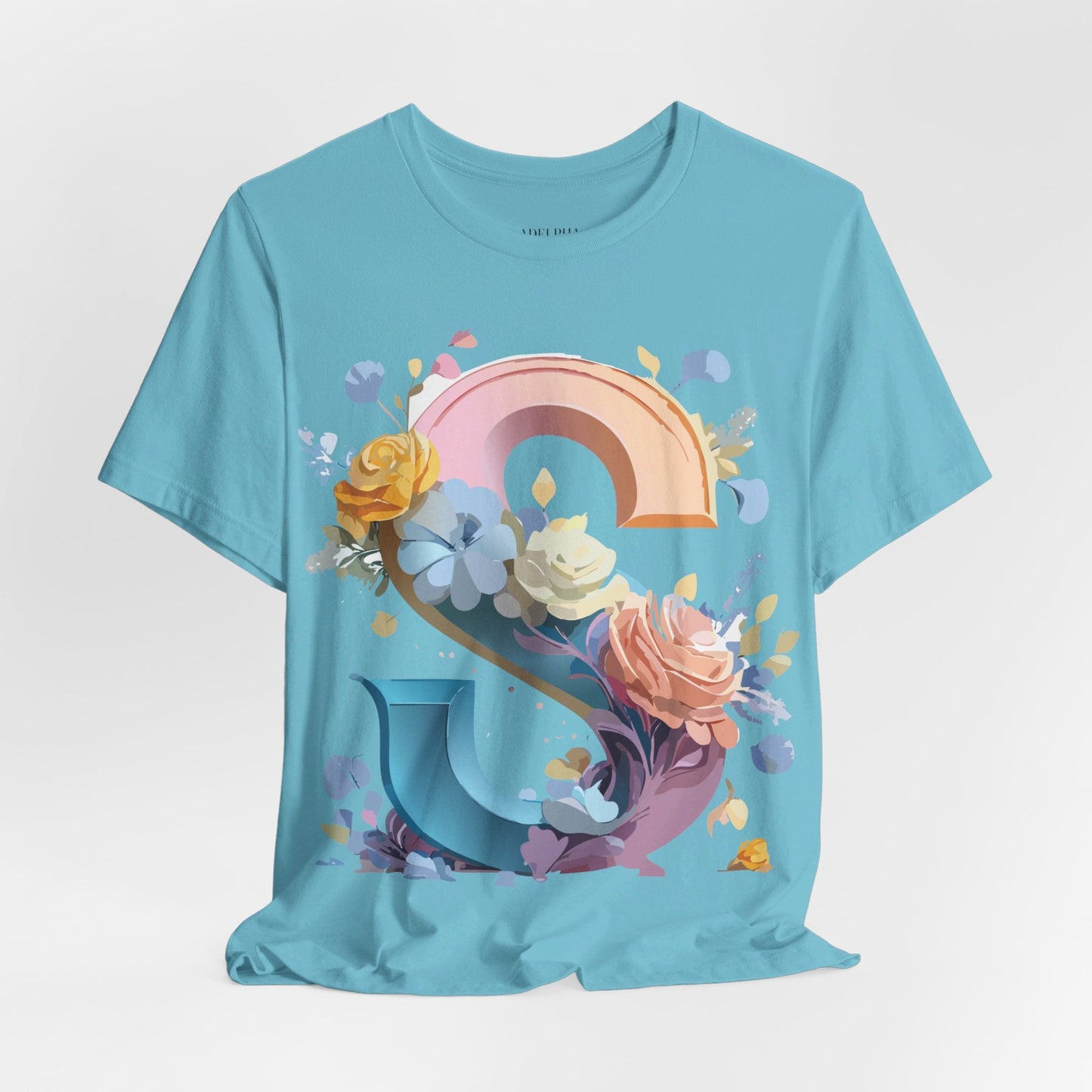 Letter S Graphic Tee Unisex Short Sleeve Shirt Adelpha Vintage Inspired Art Design