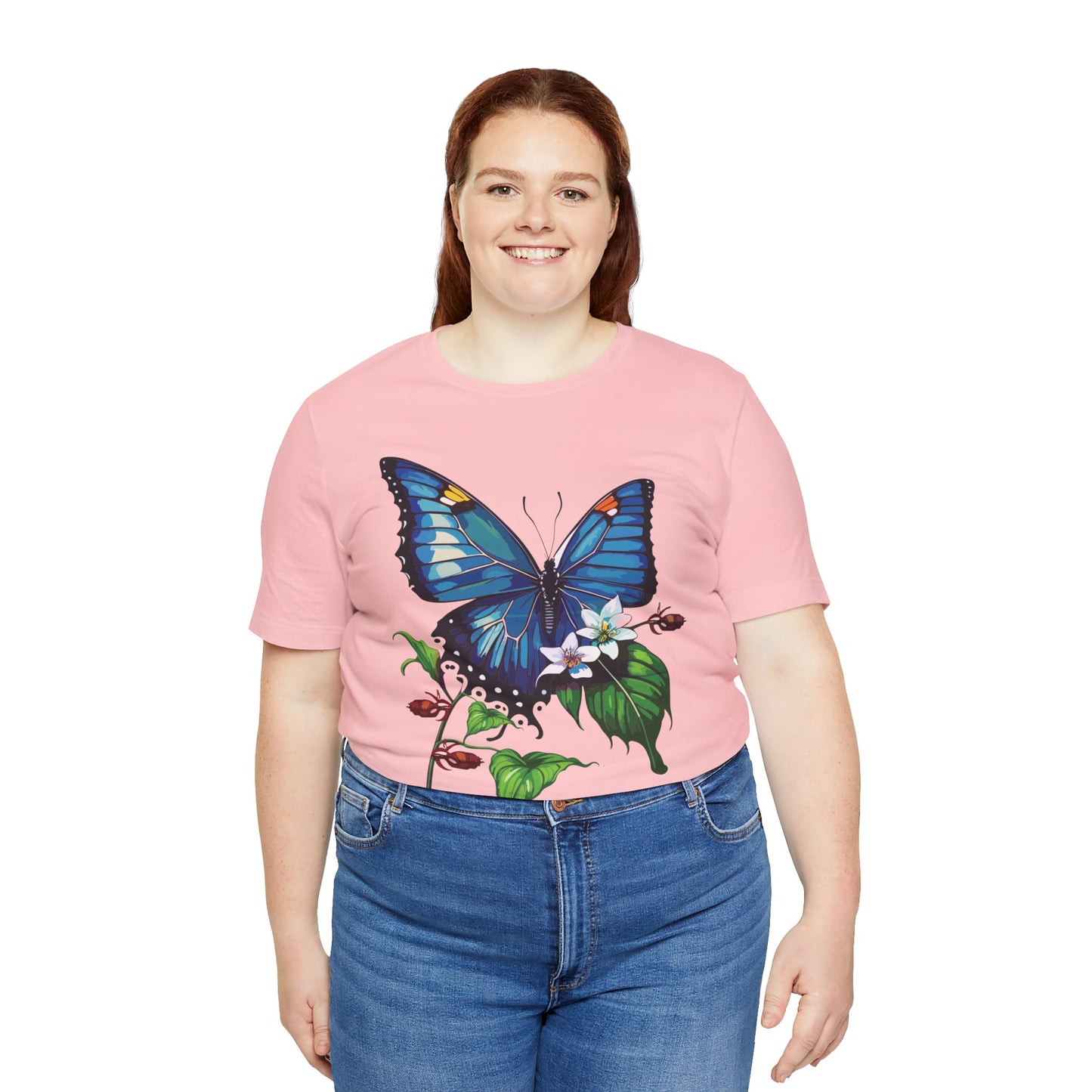 Cotton Tee Shirt with Butterfly Prints