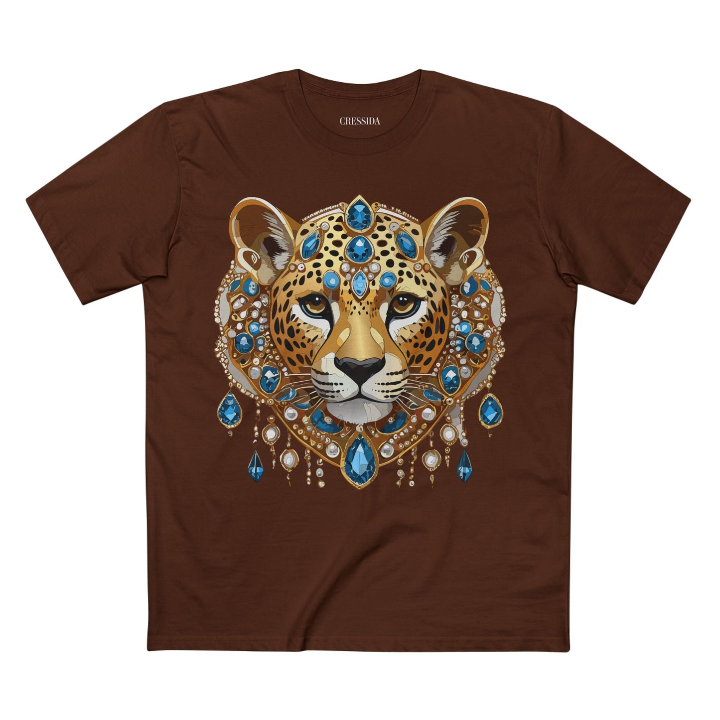 Cheetah Graphic Unisex 100 Cotton Tee With Unique Animal Golden Medallion Art Design 46