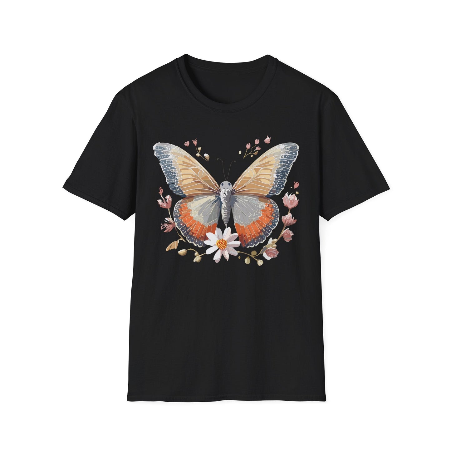 Unisex Butterfly T Shirt Softstyle Gildan 64000 Comfortable Durable Tee For Everyday Wear
