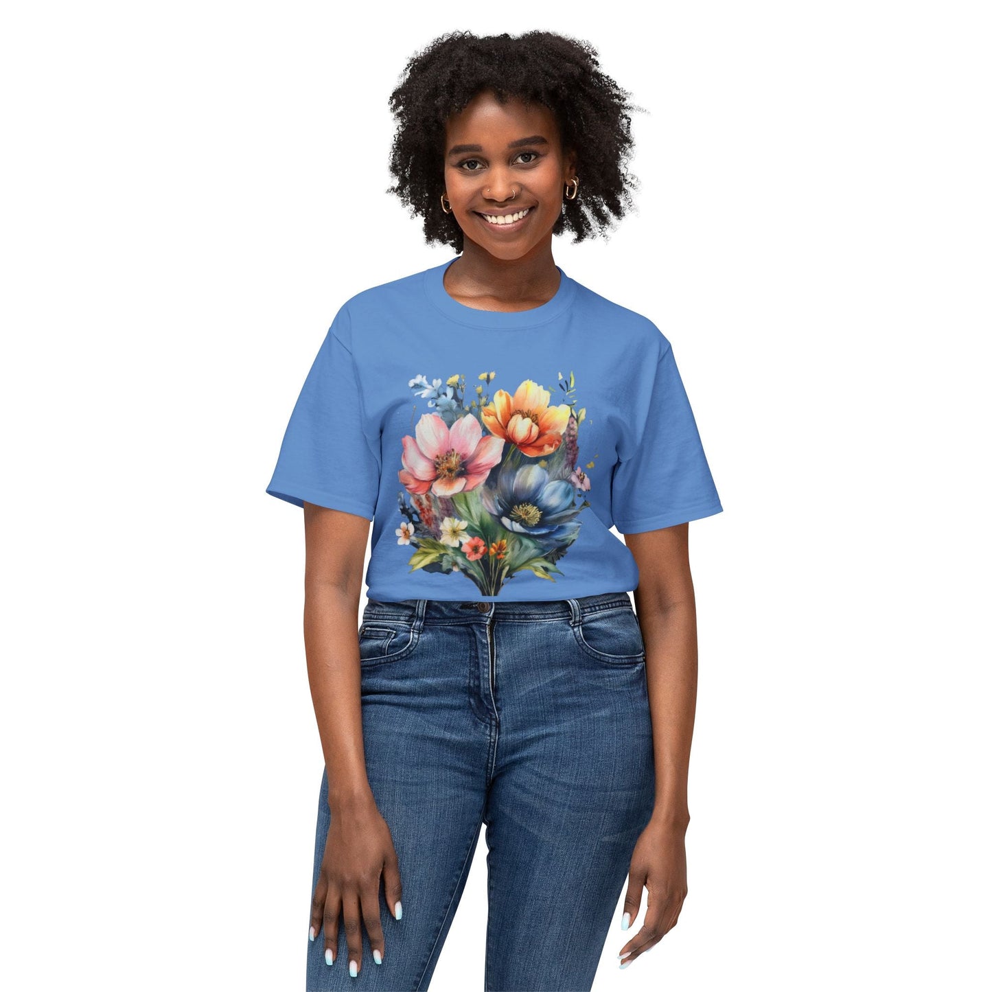 Floral T Shirt With Full Color Art Print Unisex HD Cotton Designed And Printed In USA