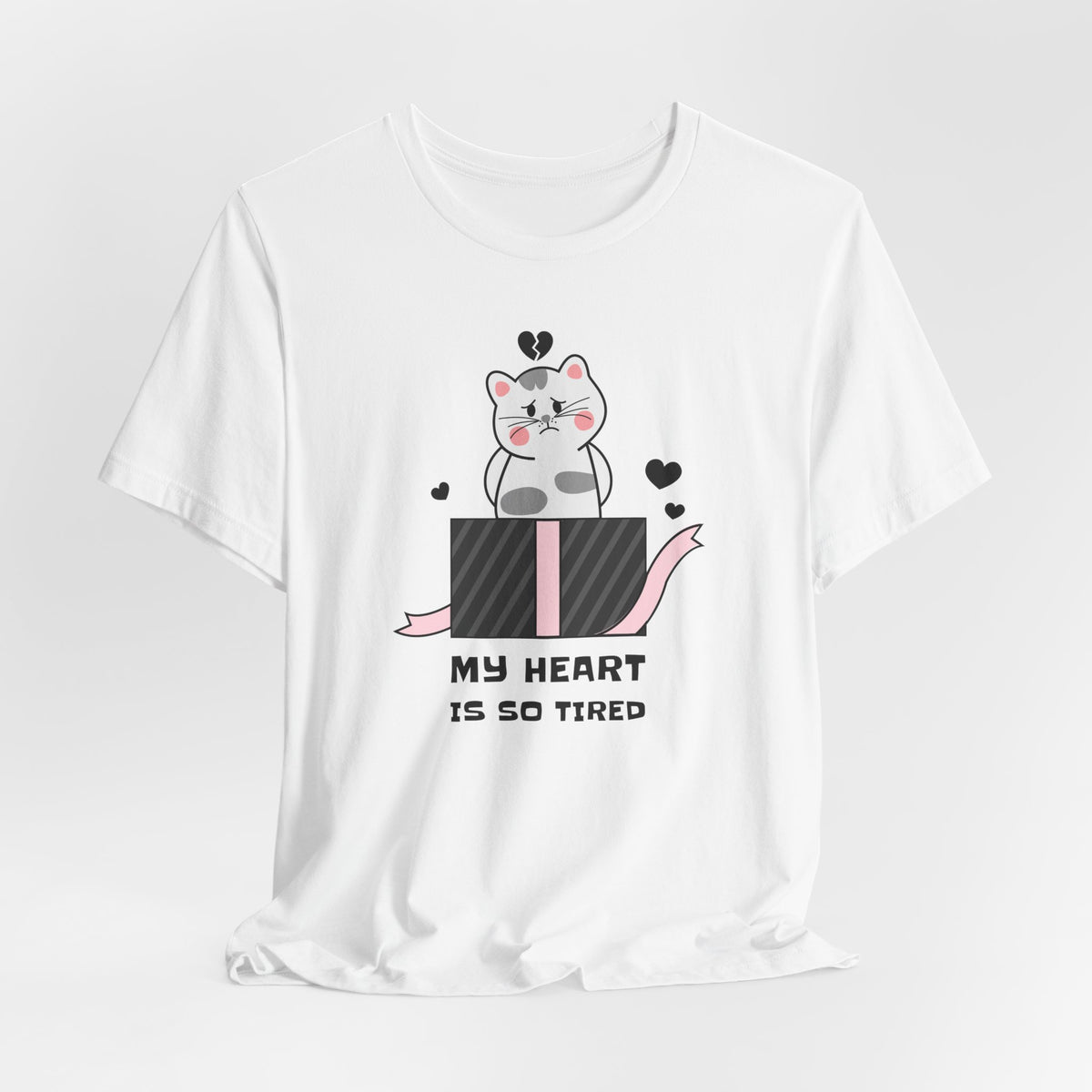 Cat Heart  Love Graphic Tee Shirt - Bella+Canvas Unisex 100 Cotton