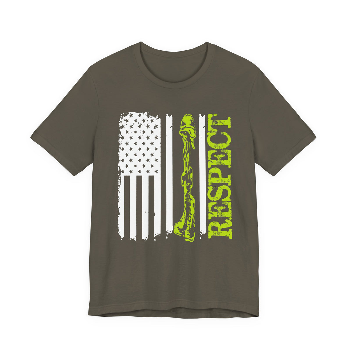 Respect Flag Rifle T-Shirt American Flag, Rifle Silhouette Military Tribute Unisex Cotton v57