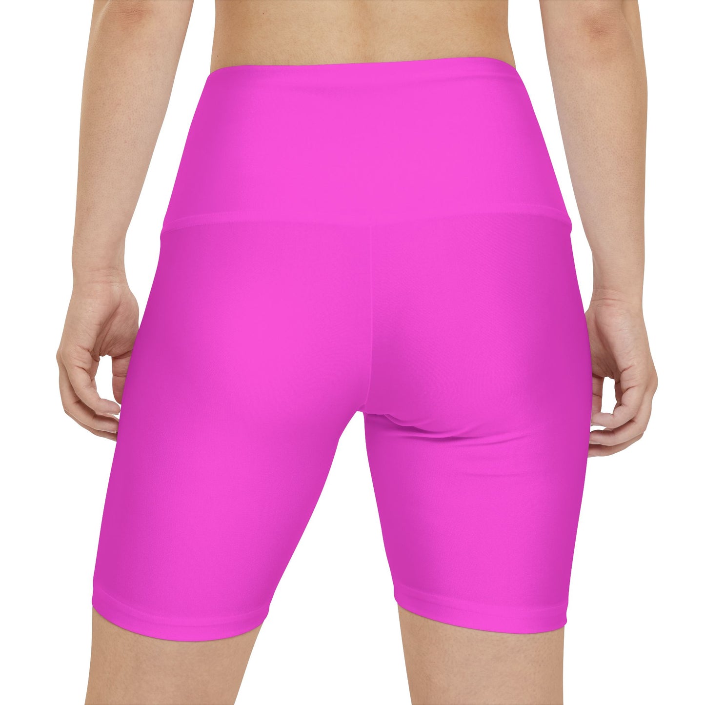 Cotton Bloom Pink High-Waist Workout Shorts — Women’s Biker Gym Shorts