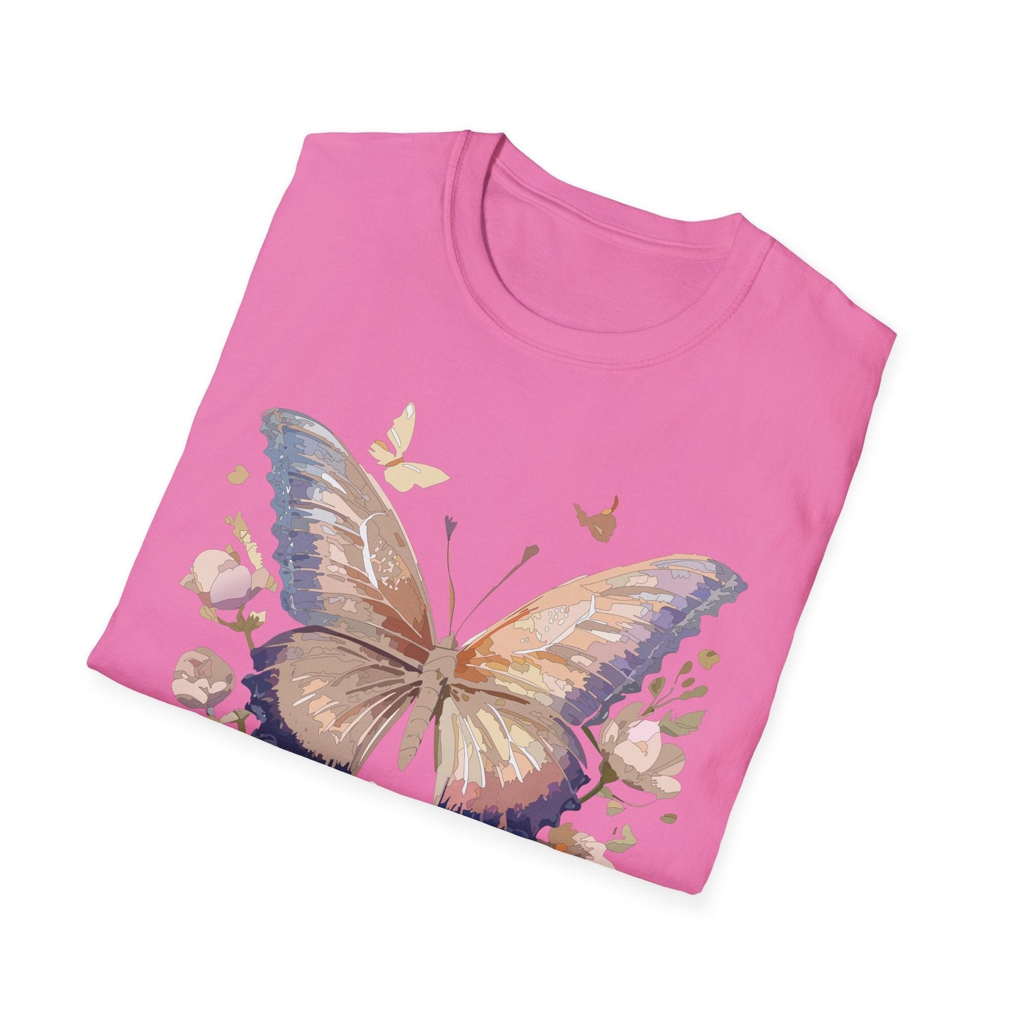 Butterfly T Shirt Unisex Softstyle Monarch Design 100 Percent Cotton Tee For Everyday Comfort