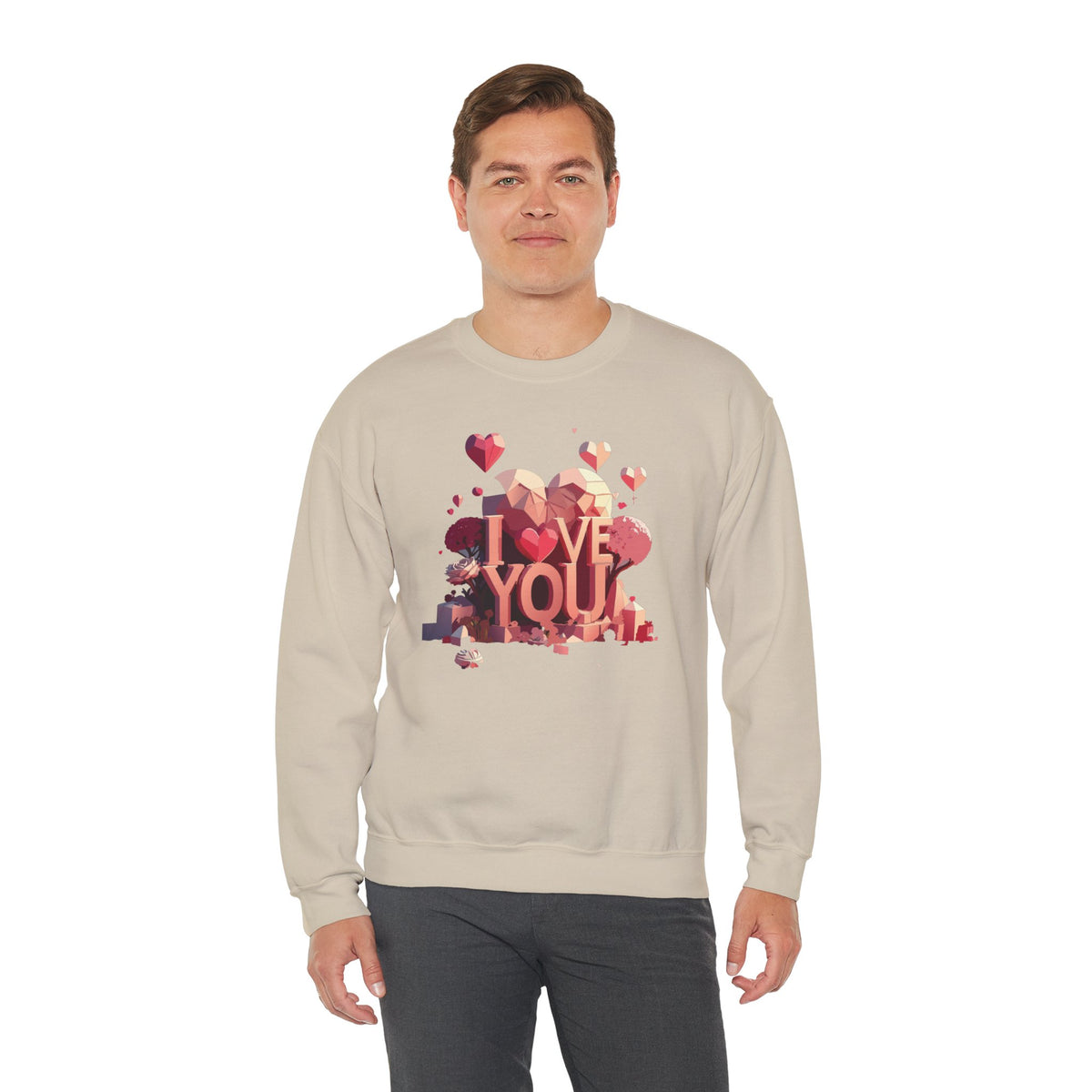 Unisex Big Heart Love Sweatshirt, Love Heart Sweatshirt, Floral Love Sweatshirt, 50/50 Cotton-Poly Valentine's Day Sweatshirt 10