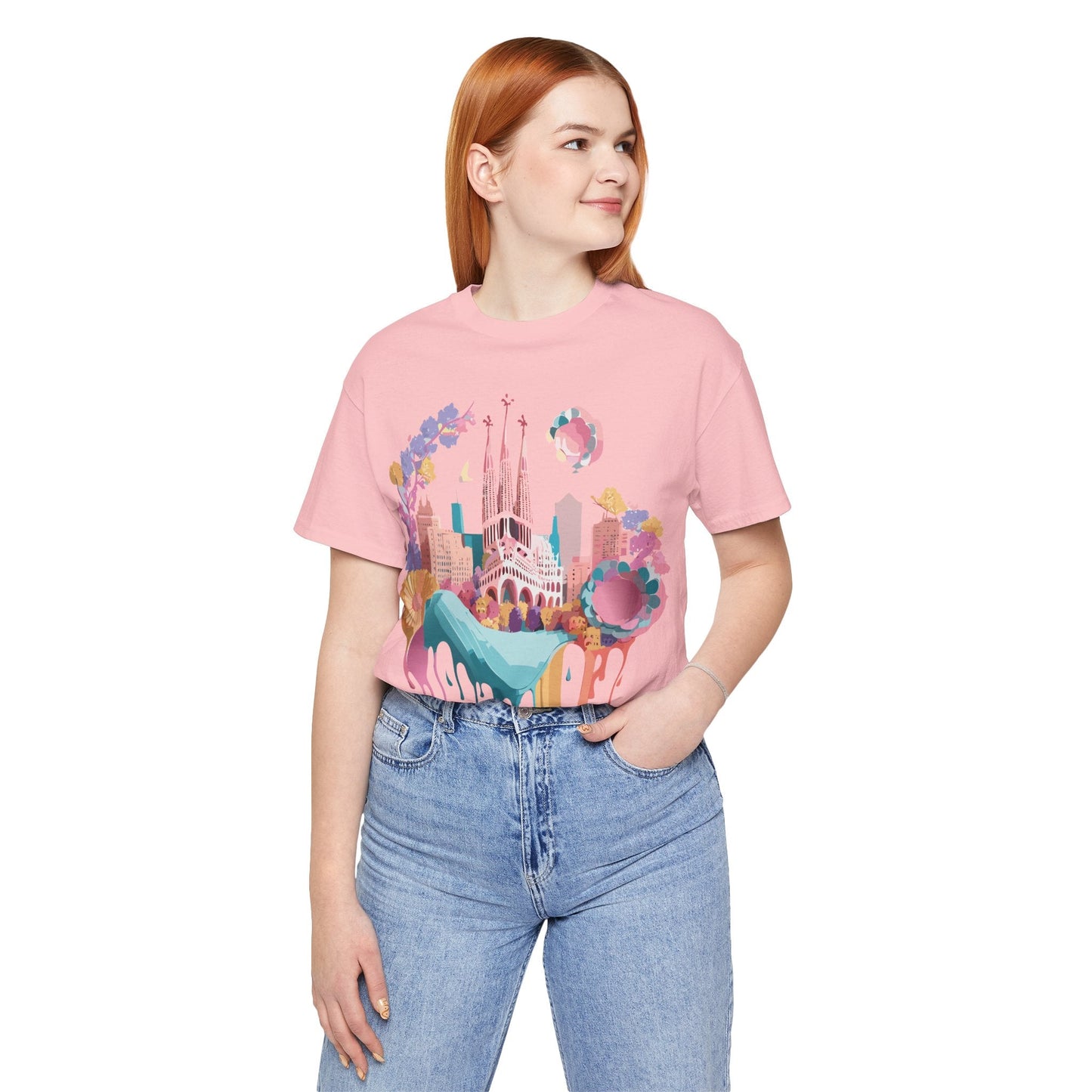 Unisex Graphic Tee Barcelona Design By Adelpha Vintage Artwork Unisex Jersey Short Sleeve Shirt
