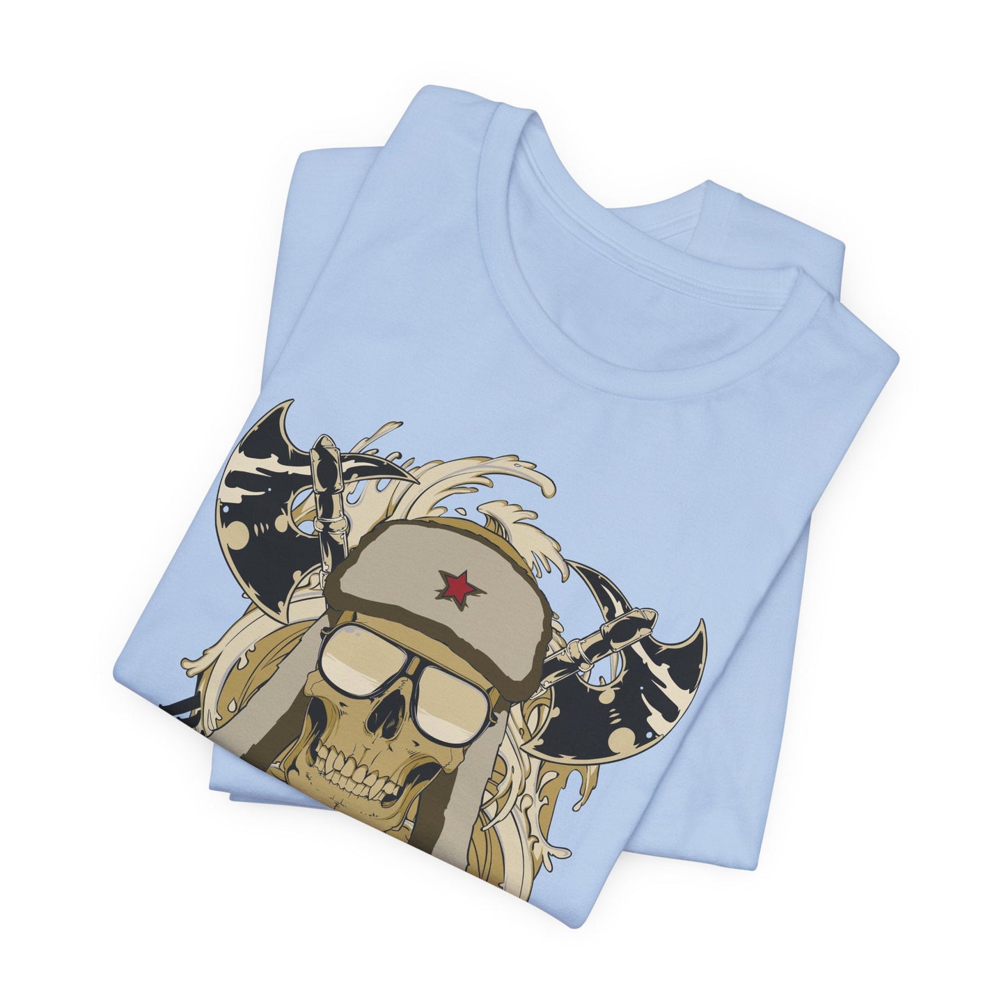 Viking Skull Graphic with Horned Helmet T-Shirt Captain Design Tee Art-41