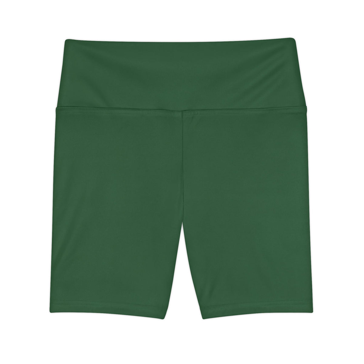Hunter Green High-Waist Women's Workout Shorts — Olive Green Performance Biker Shorts