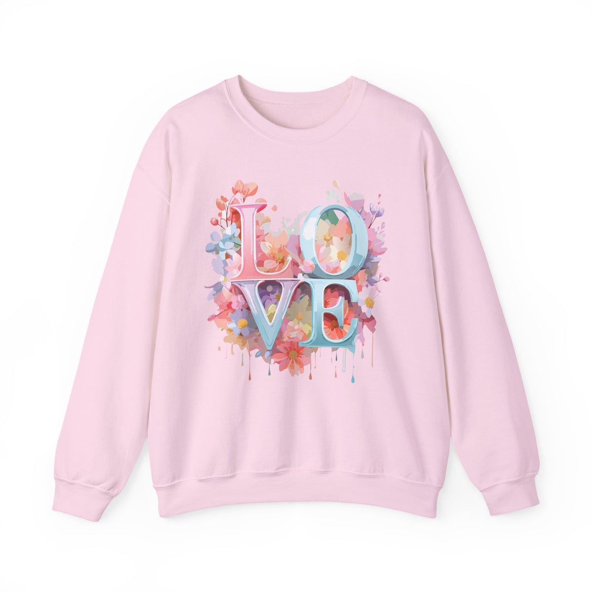 Floral Love Graphic Valentine's Day Sweatshirt Unisex 50/50 Cotton-Poly Sweatshirt w64