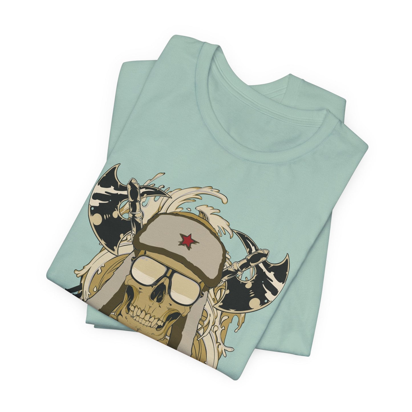 Viking Skull Graphic with Horned Helmet T-Shirt Captain Design Tee Art-41