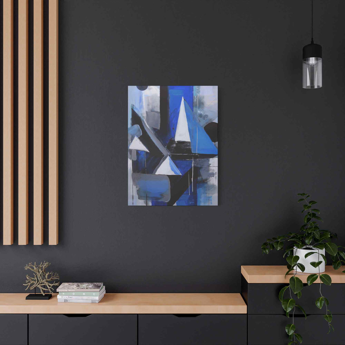 Blue Abstract Painting Print Canvas 20x24,20x30,24x30, 24x32,24x36,30x40, 32x48,36x48,40x60 Pine-Wood Inner Frame ABS-26