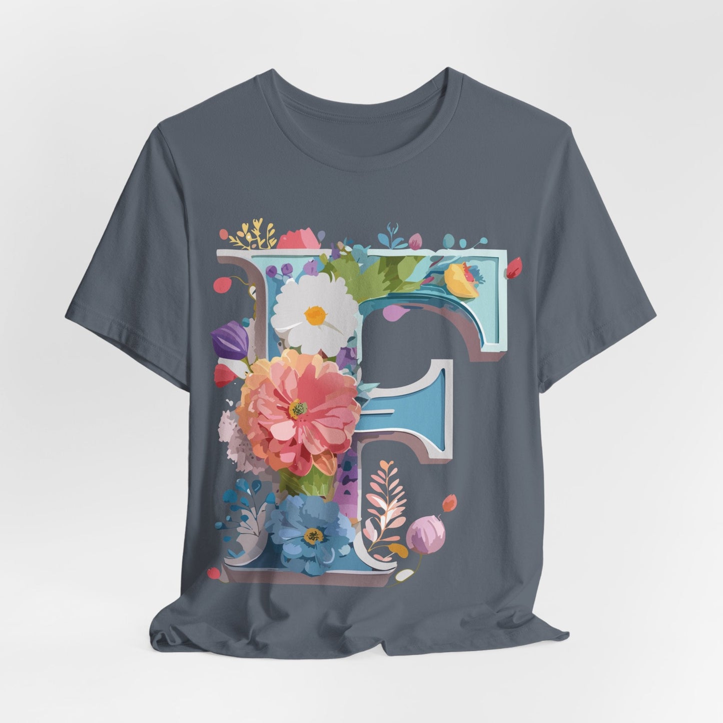 Letter F Shirt Graphic Tee Unisex Adelpha Vintage Inspired Art Design Short Sleeve
