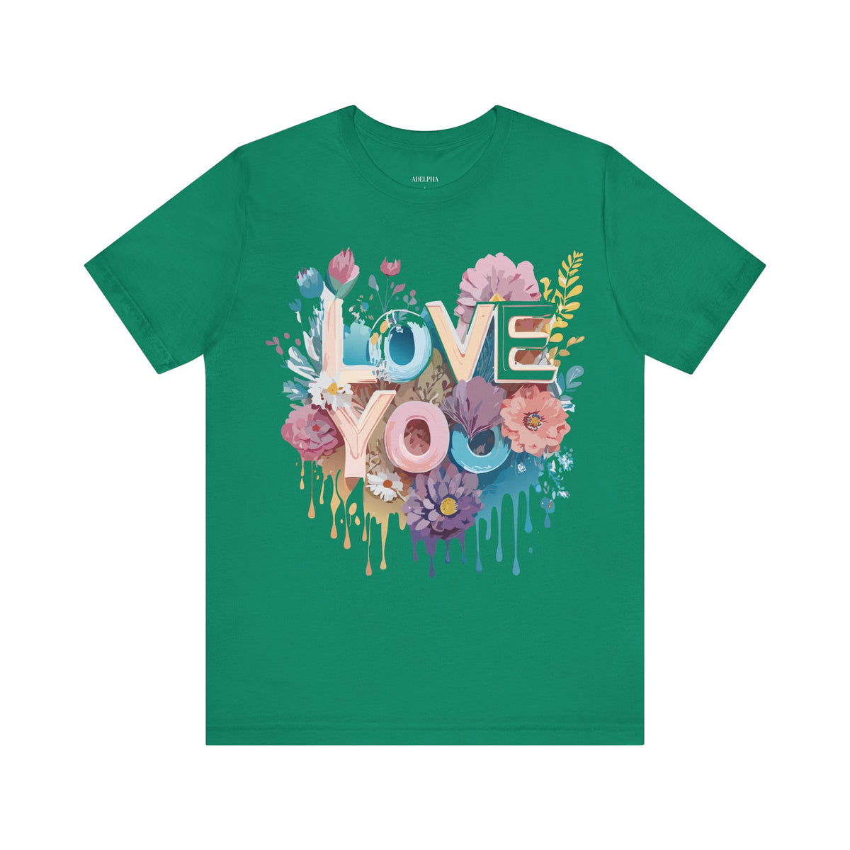 Valentine's Day Graphic Unisex Cotton Bella+Canvas Tee with Floral Art Design d127