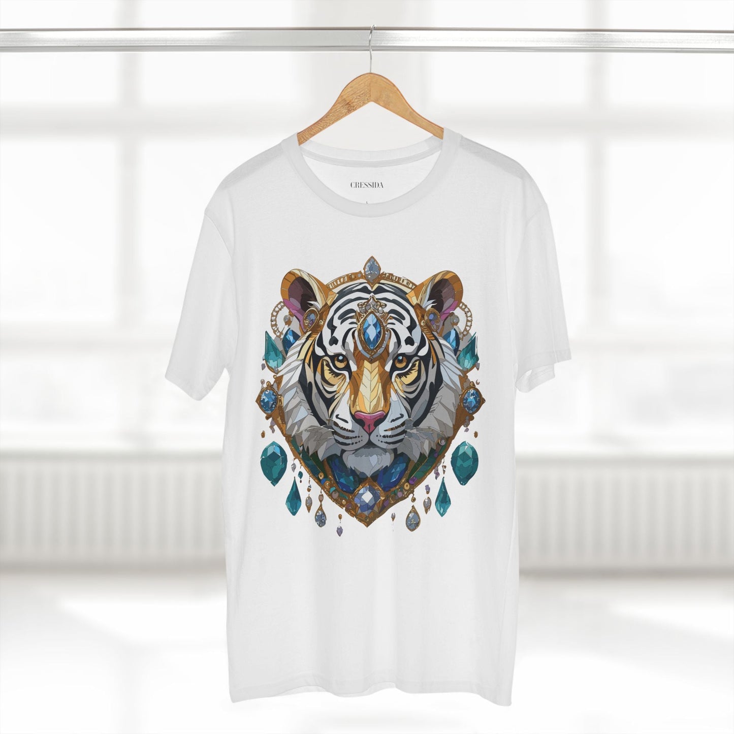 Tiger Graphic Unisex 100 Cotton Tee With Unique Animal Golden Medallion Art Design 53