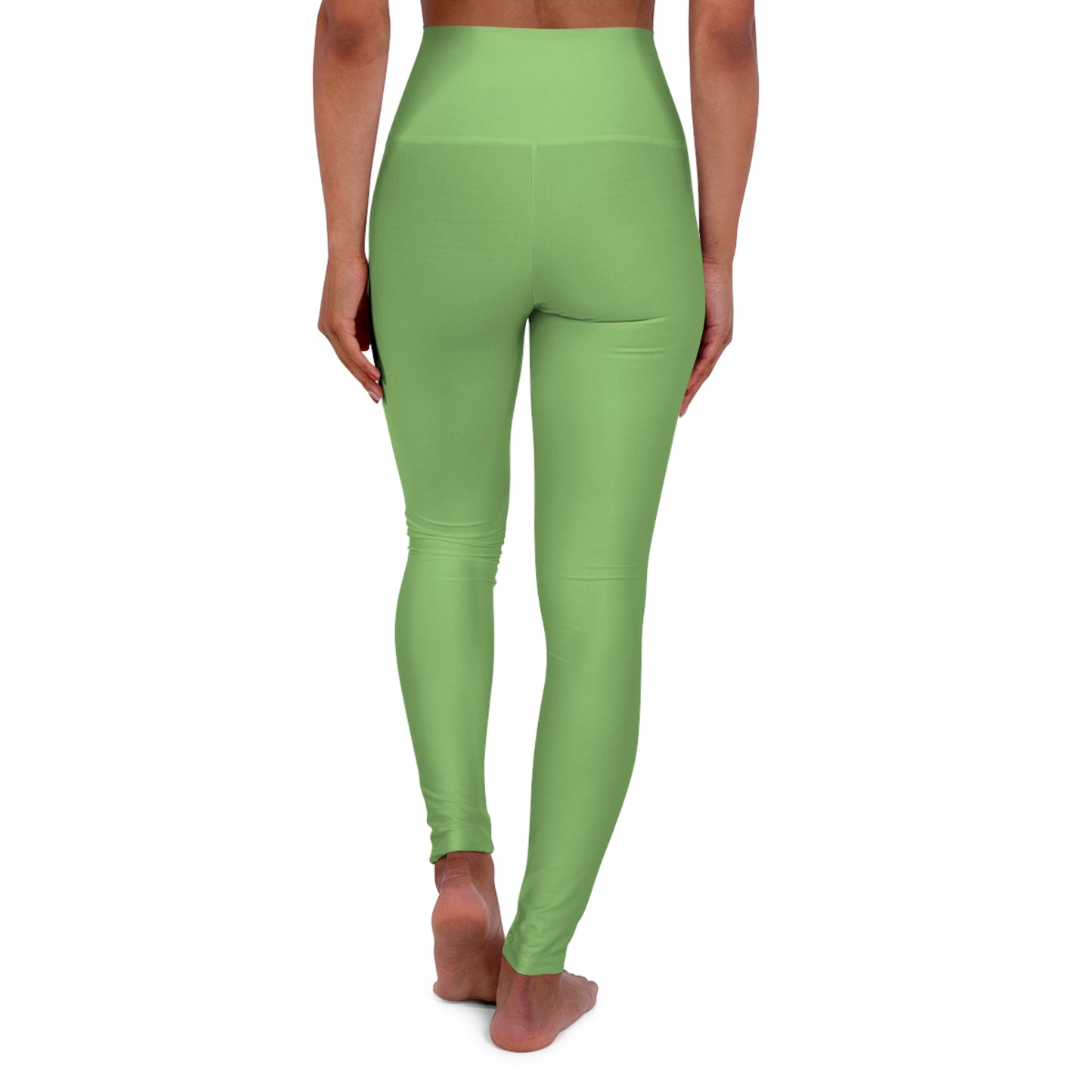 Willow Green Color High-Waist Yoga Leggings Women's Seamless Poly-Span Stretchy Pants XS-2XL