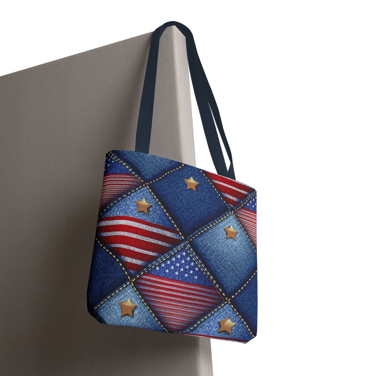 4th of July Graphic Denim Fabric Imitation Print Unisex Canvas Bag Poly Spun 3 Sizes Tote Bag 200-20