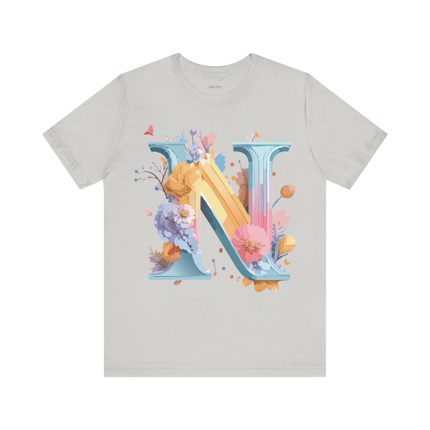 Letter N Shirt Classic Unisex Graphic Tee With Premium Vintage Adelpha Artwork Jersey Short Sleeve
