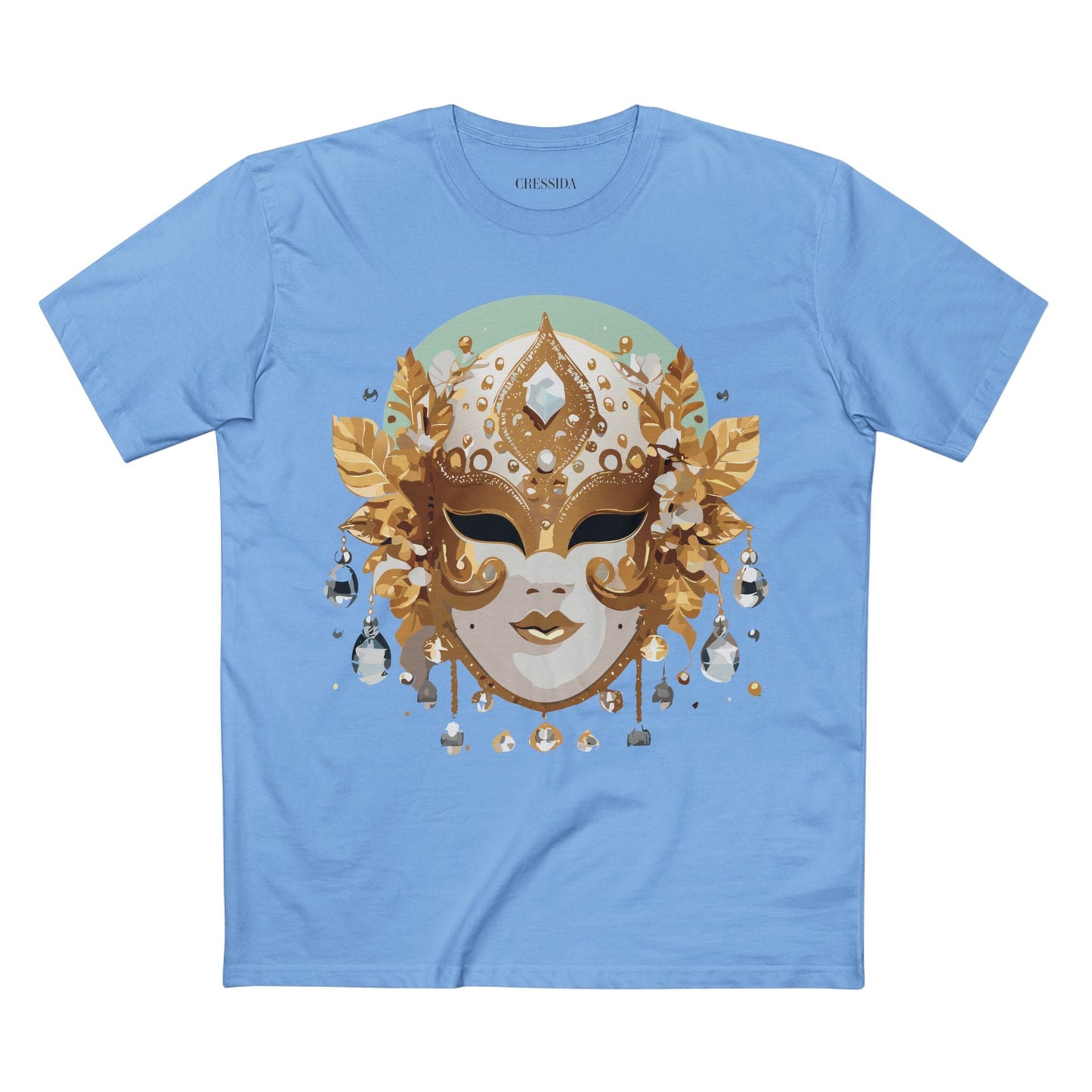Carnival Mask Graphic T-Shirt Unisex 100 Cotton With Antique Gold Art Design Tee 9