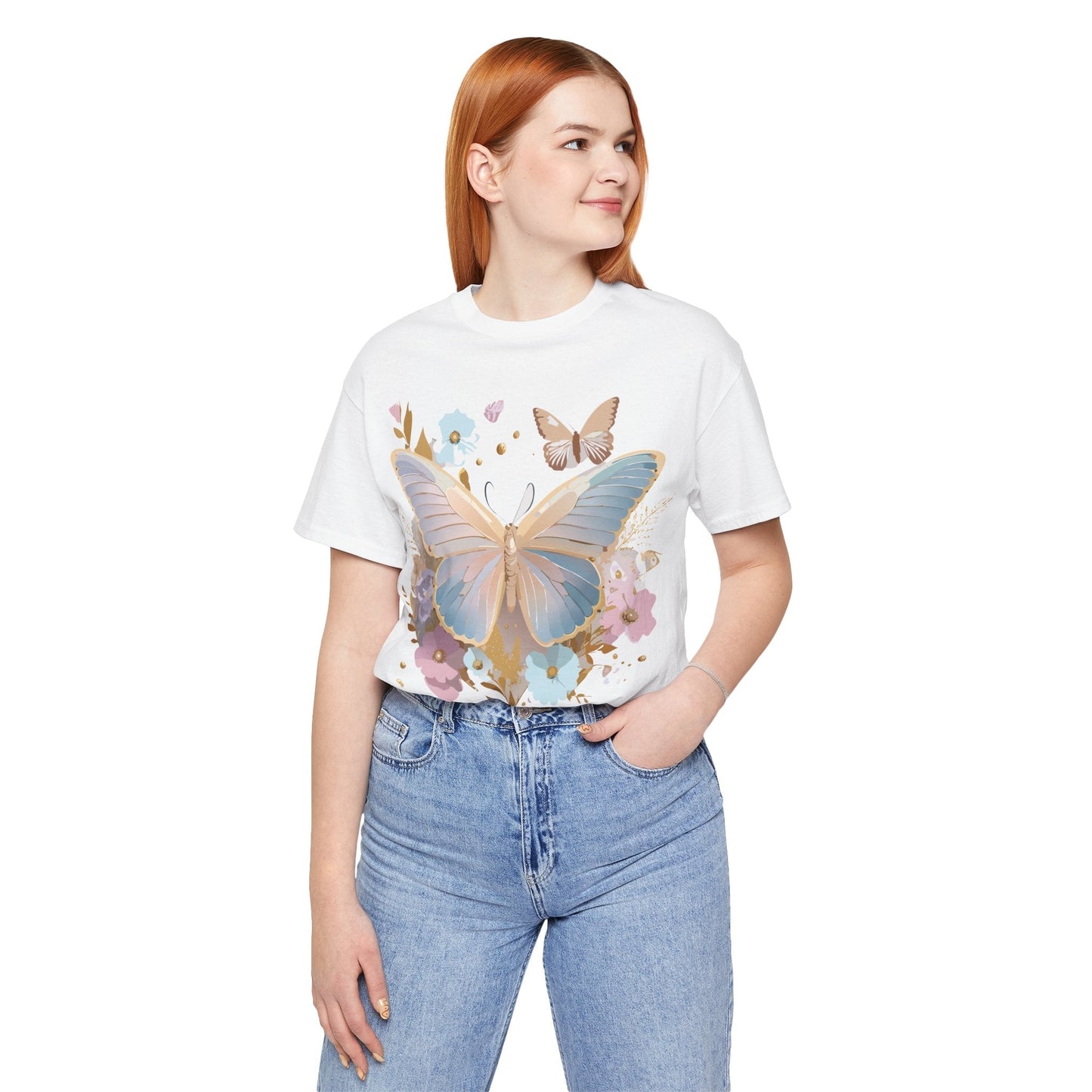 Butterfly Graphic Unisex 100 Cotton Lightweight Vintage Floral Design Jersey Tee 11