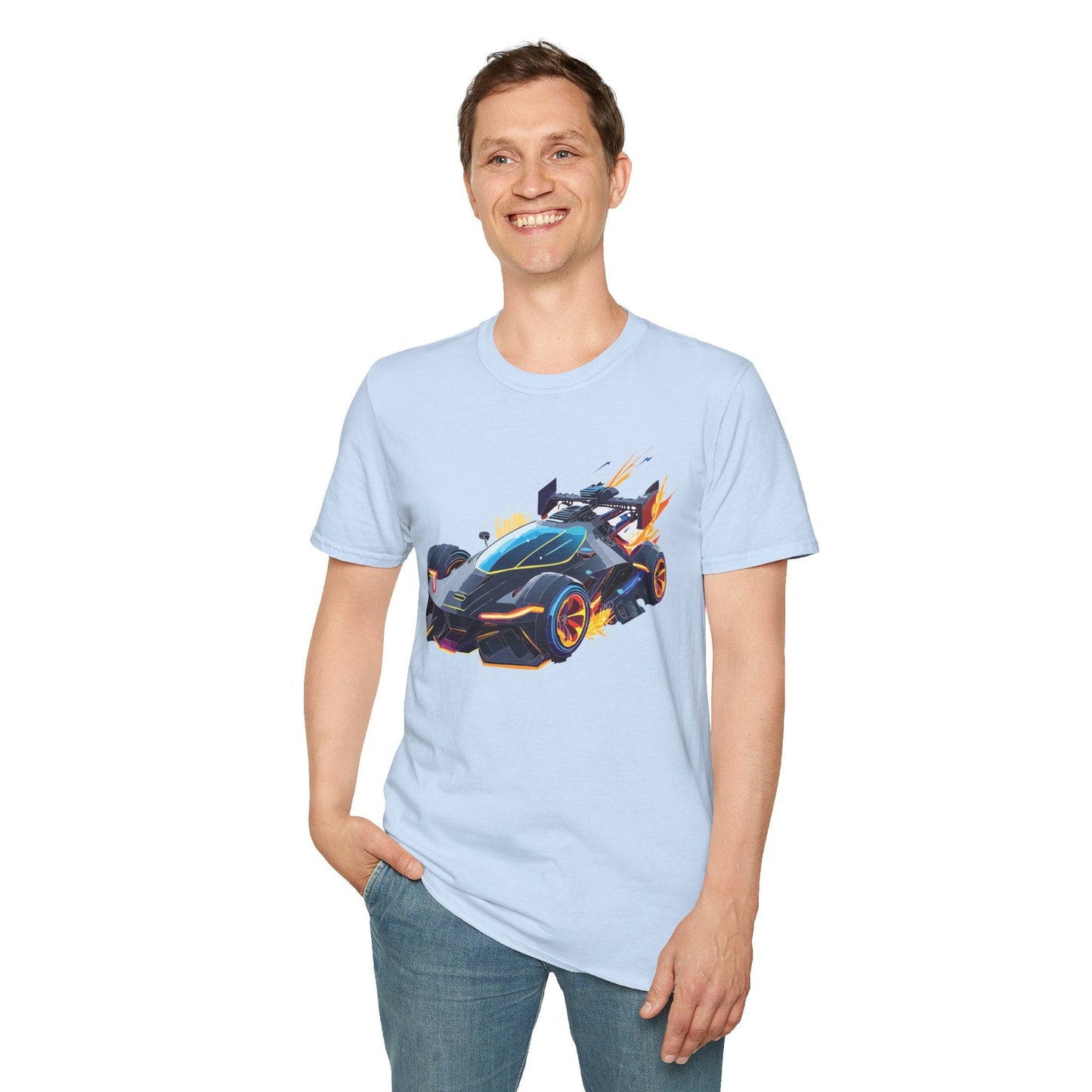 Unisex Car T Shirt With Cars Design Hot Wheels Graphic Tee Gildan Softstyle 64000
