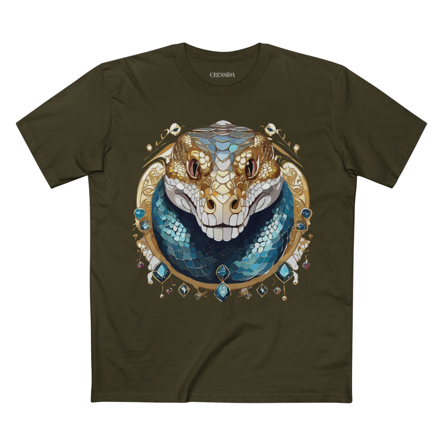 Snake Graphic Unisex 100 Cotton Tee With Unique Animal Golden Medallion Art Design 43