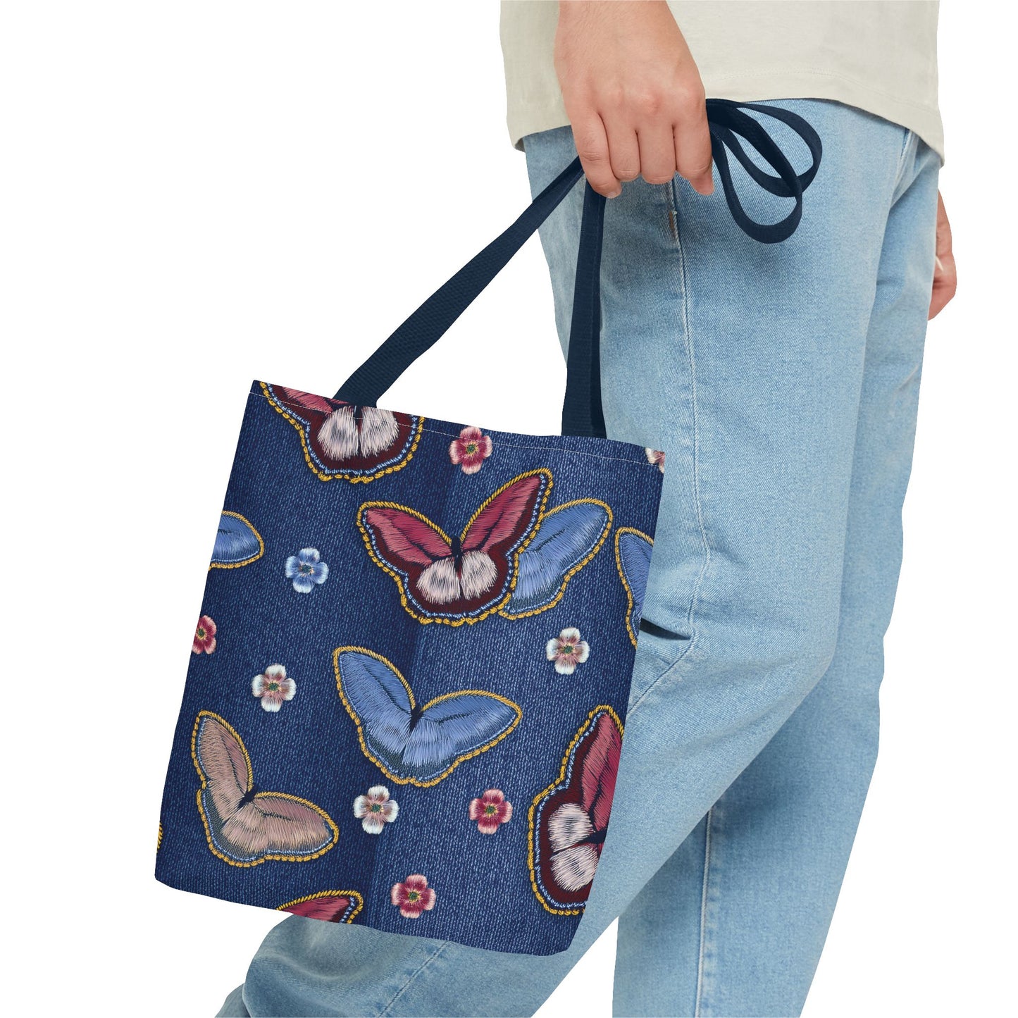 Denim Fabric Imitation Print Unisex Canvas Bag Poly Spun 3 Sizes Tote Bag 180
