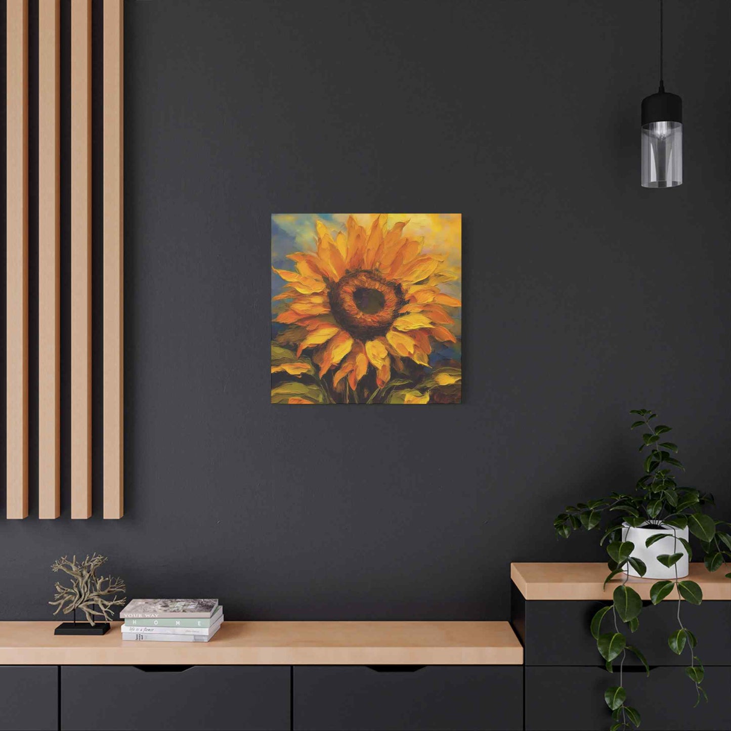 Sunflower Print Canvas, Flower Oil Paint Print 20x20, 24x24, 30x30, 32x32, 36x36, Floral Art Design Print Non-Frame MC-26