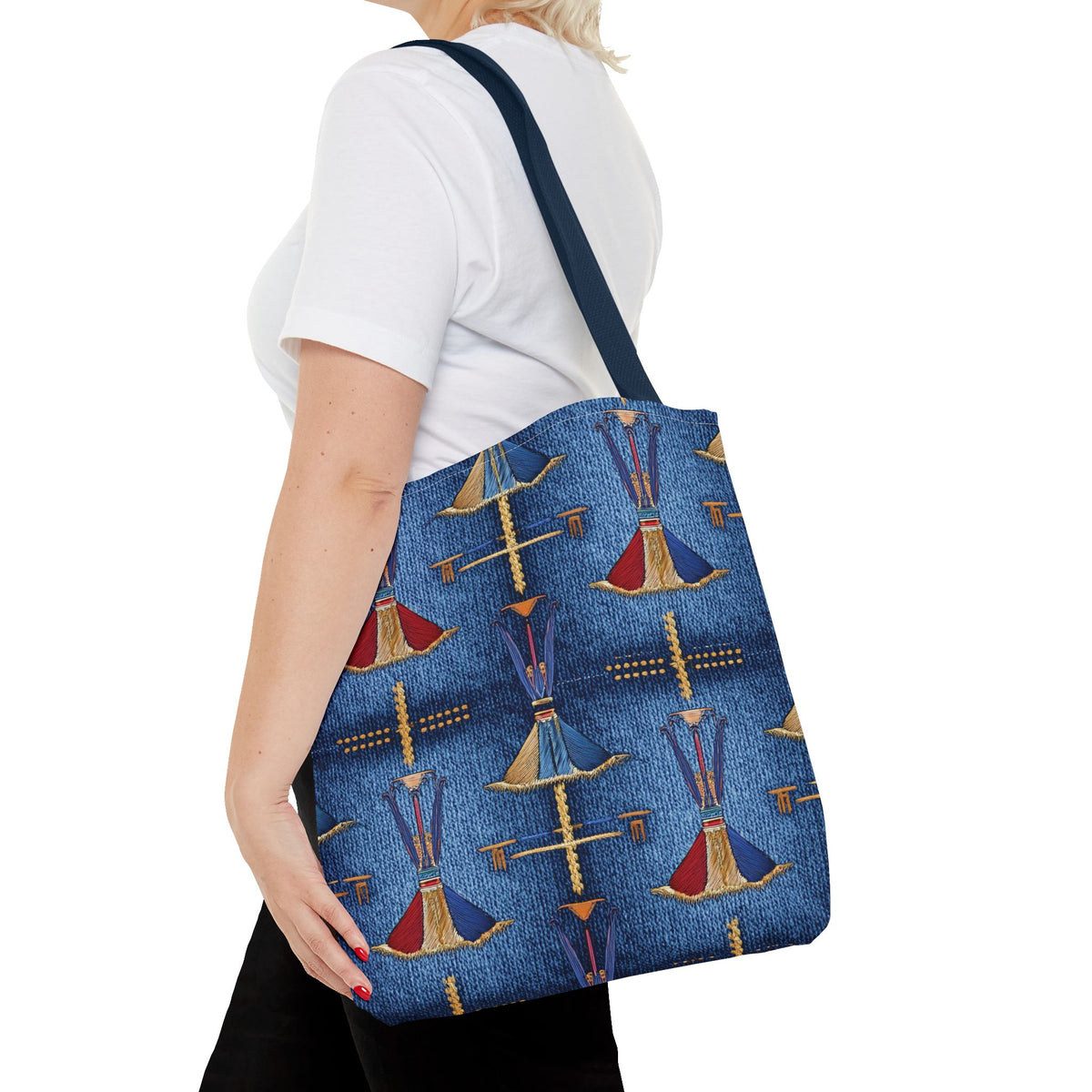 Denim Fabric Imitation Print Unisex Canvas Bag Poly Spun 3 Sizes Tote Bag 188
