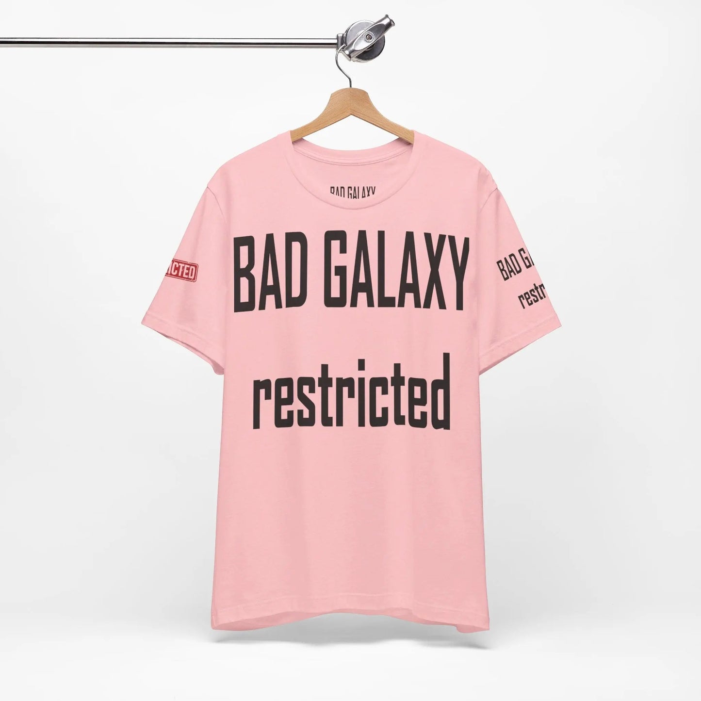 Bad Galaxy Tee Shirt With Red Stamp 100 Percent Cotton Made In USA Eco Friendly Inks