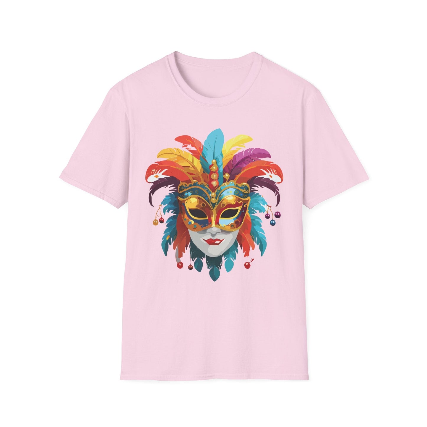 Mask Tee Shirt Unisex Masquerade Art Design Gildan Softstyle 64000 Short Sleeve Tee