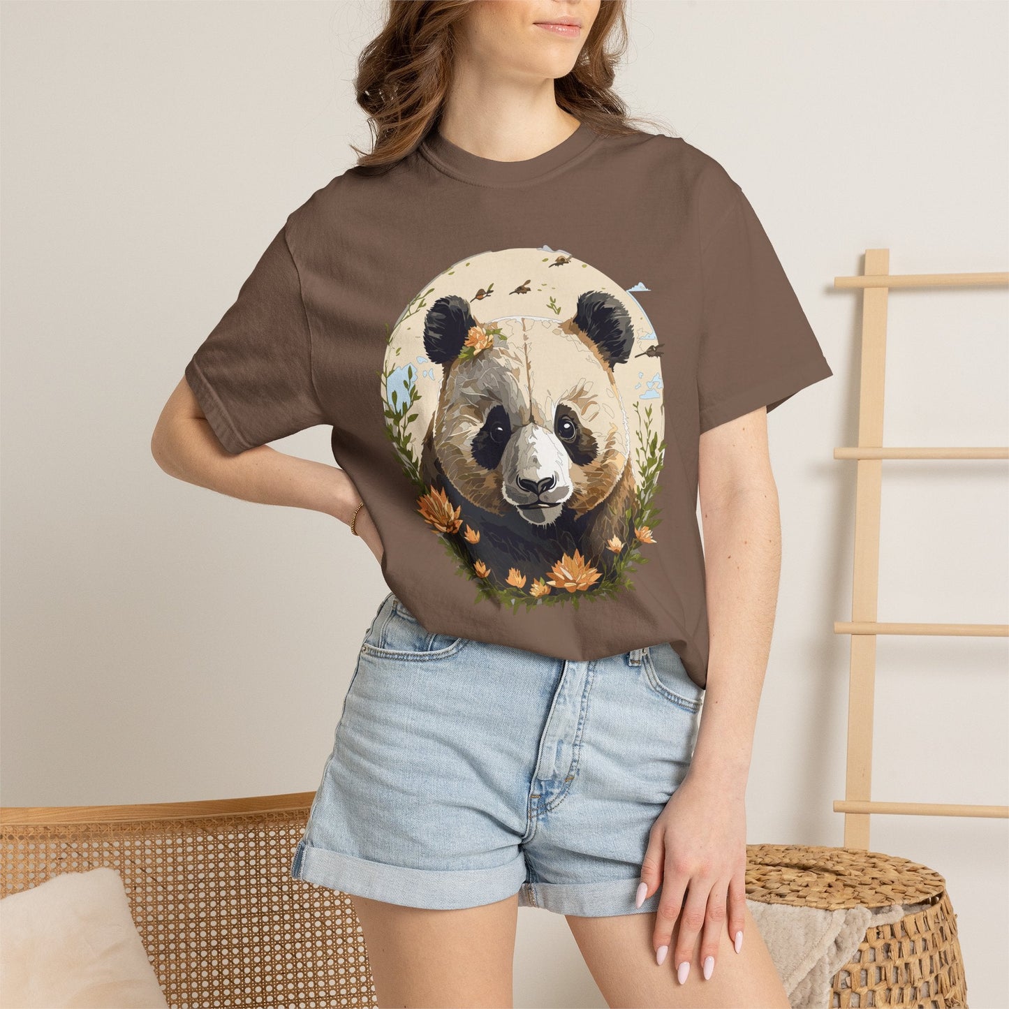 Panda Portrait Graphic T-Shirt Unisex Cotton Floral Animal Art Tee p9