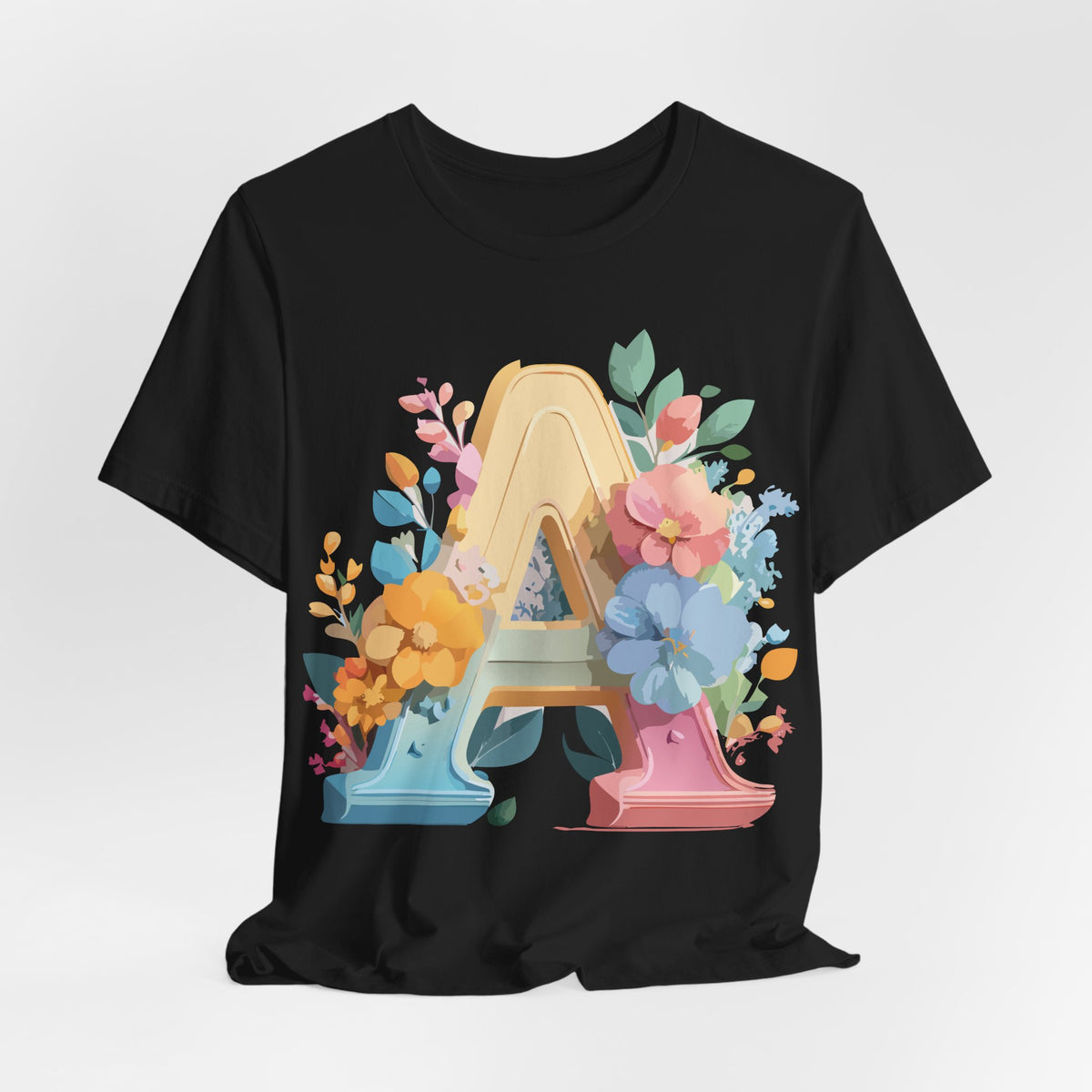 Letter A Graphic Unisex Cotton Bella+Canvas Tee with Art Letter Design