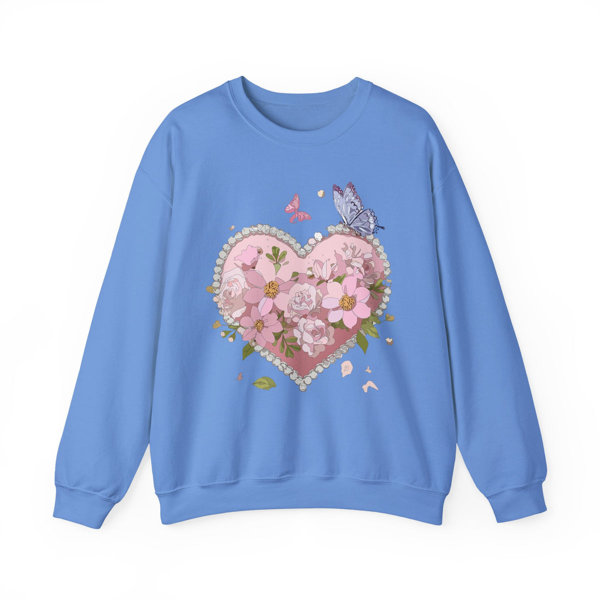 Floral Heart Love Graphic Valentine's Day Sweatshirt Unisex 50/50 Cotton-Poly Sweatshirt w28