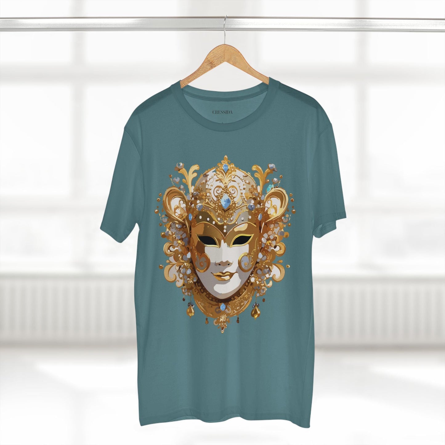 Carnival Mask Graphic T-Shirt Unisex 100 Cotton With Antique Gold Art Design Tee 25