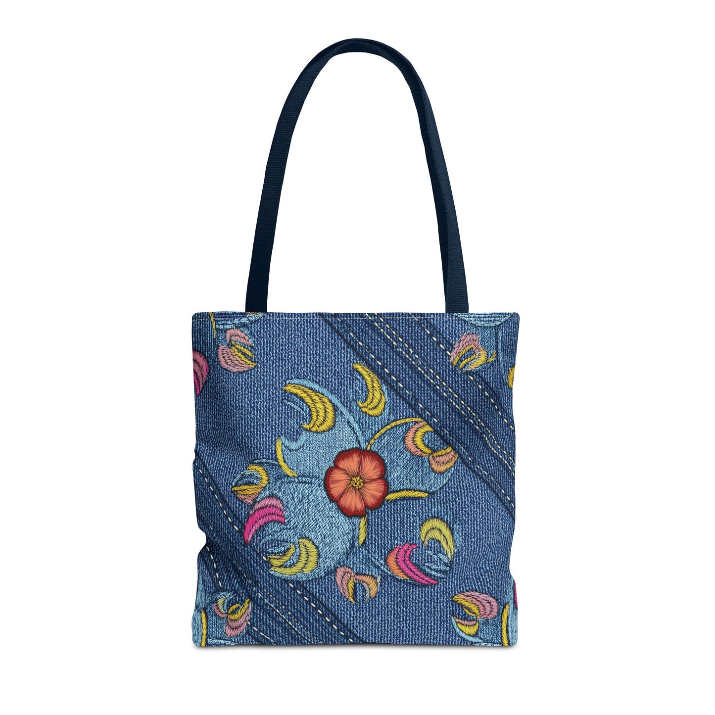 Denim Fabric Imitation Print Unisex Canvas Bag Poly Spun 3 Sizes Tote Bag 159-3