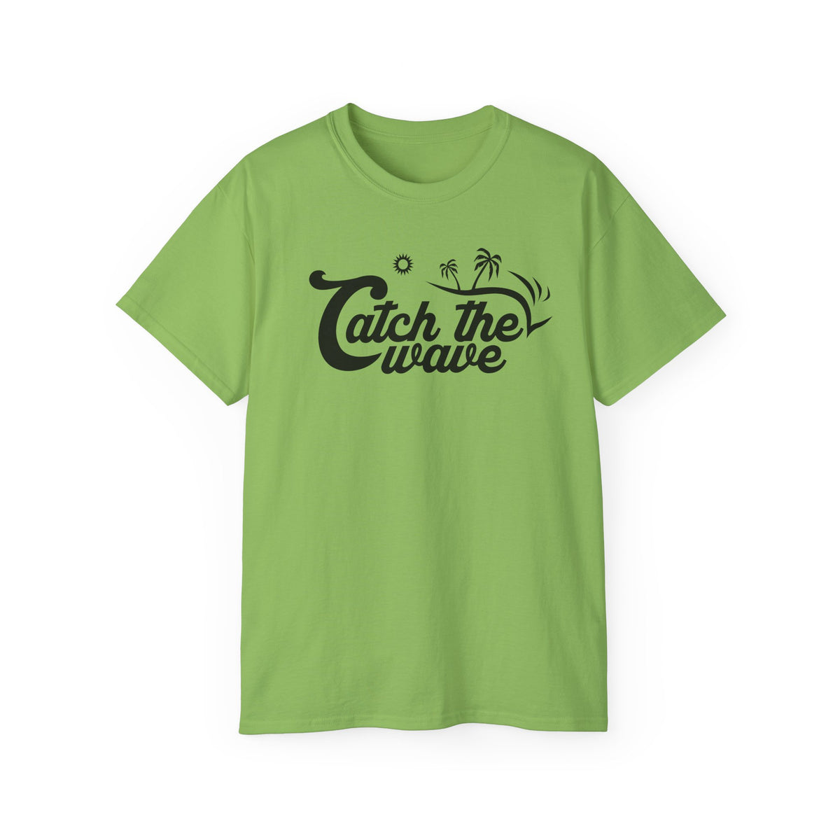 Catch the Wave Tee | Surf Script Typography, Palm Trees, Beach Vibes