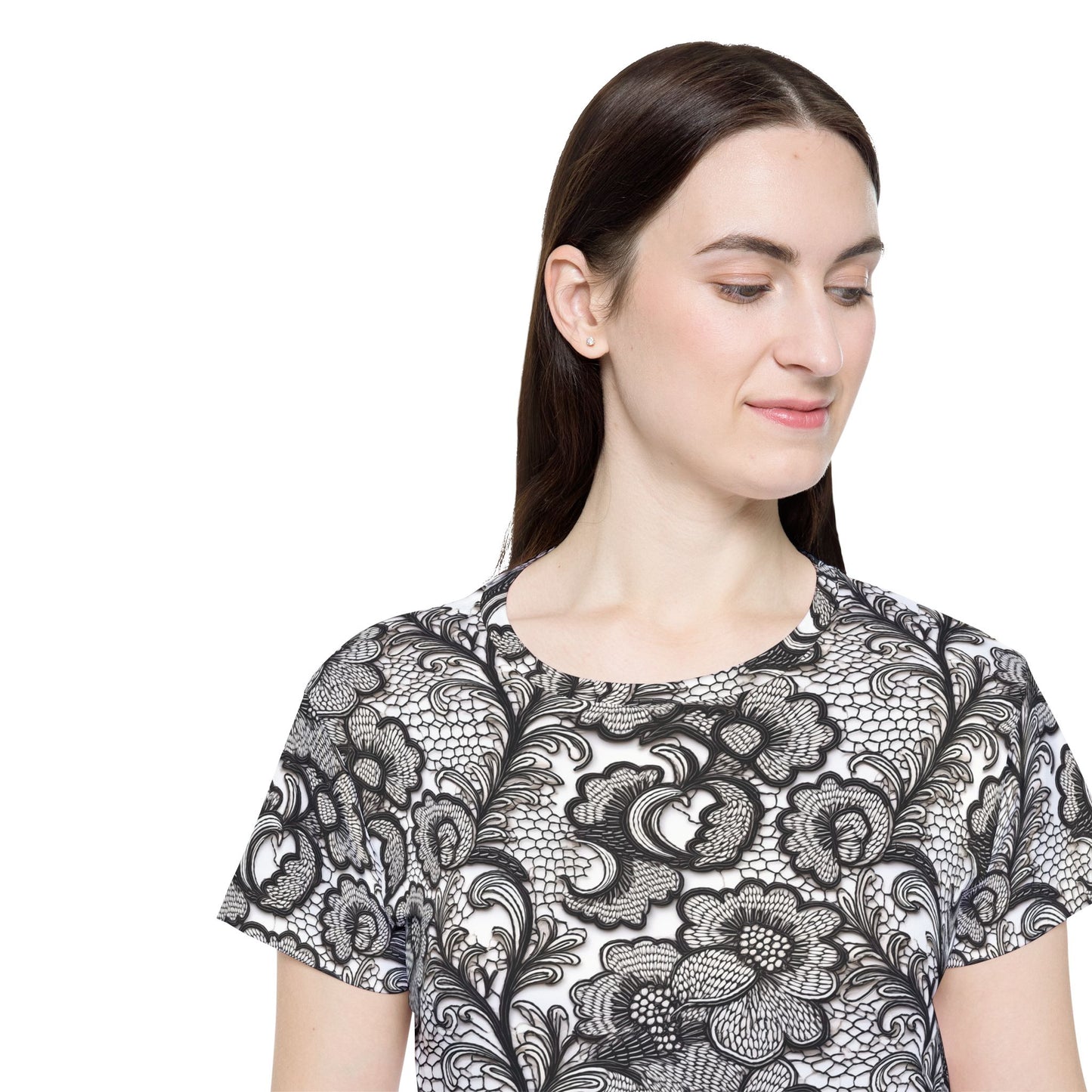 Lace Print Poly Shirt, Poly Shirt with Lace Print, Lace Shirt 3