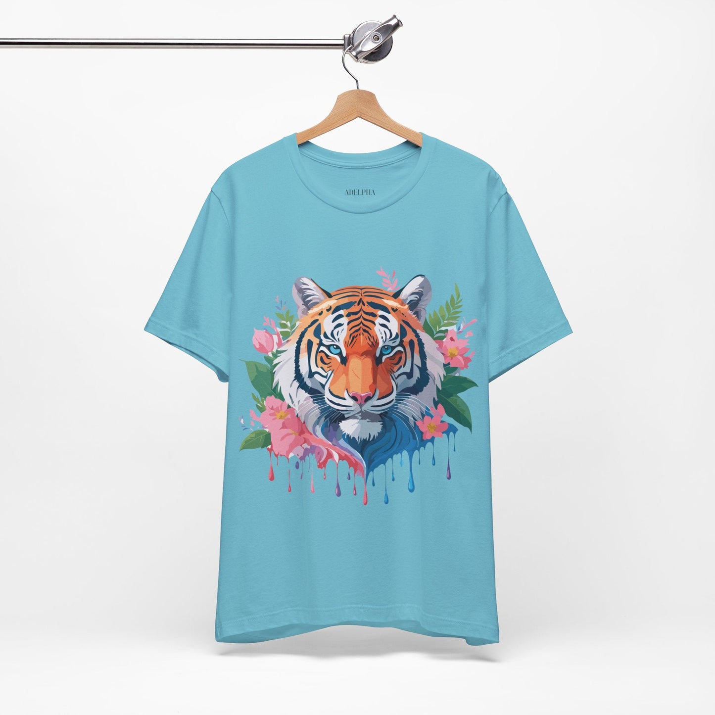 Tiger Graphic Tee Unisex Short Sleeve Shirt With Vintage Inspired Artwork By Adelpha